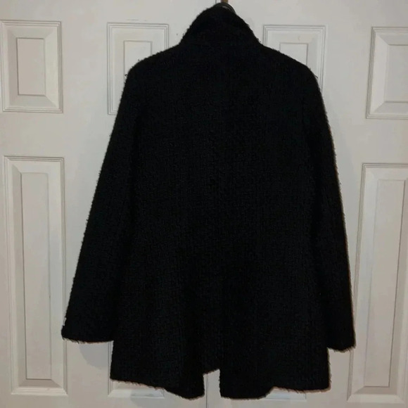 Calvin Klein  black tweed Wool Pea Coat Sz 10 - Picture 4 of 17
